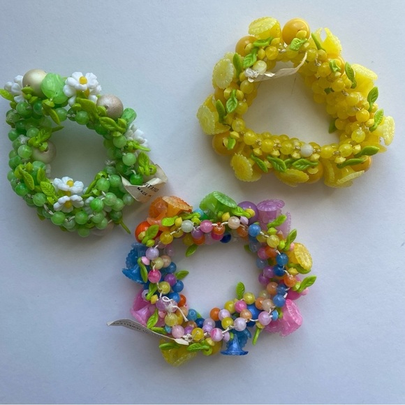 3 Vintage NOS Flower Tutti Frutti Bracelet Leaves Beads Original Tags dead-stock - Picture 10 of 13